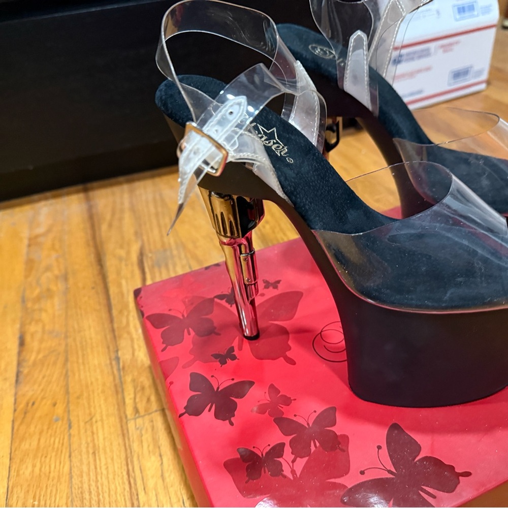 Pleaser Black Platform High Heel Sandals - Picture 2 of 6